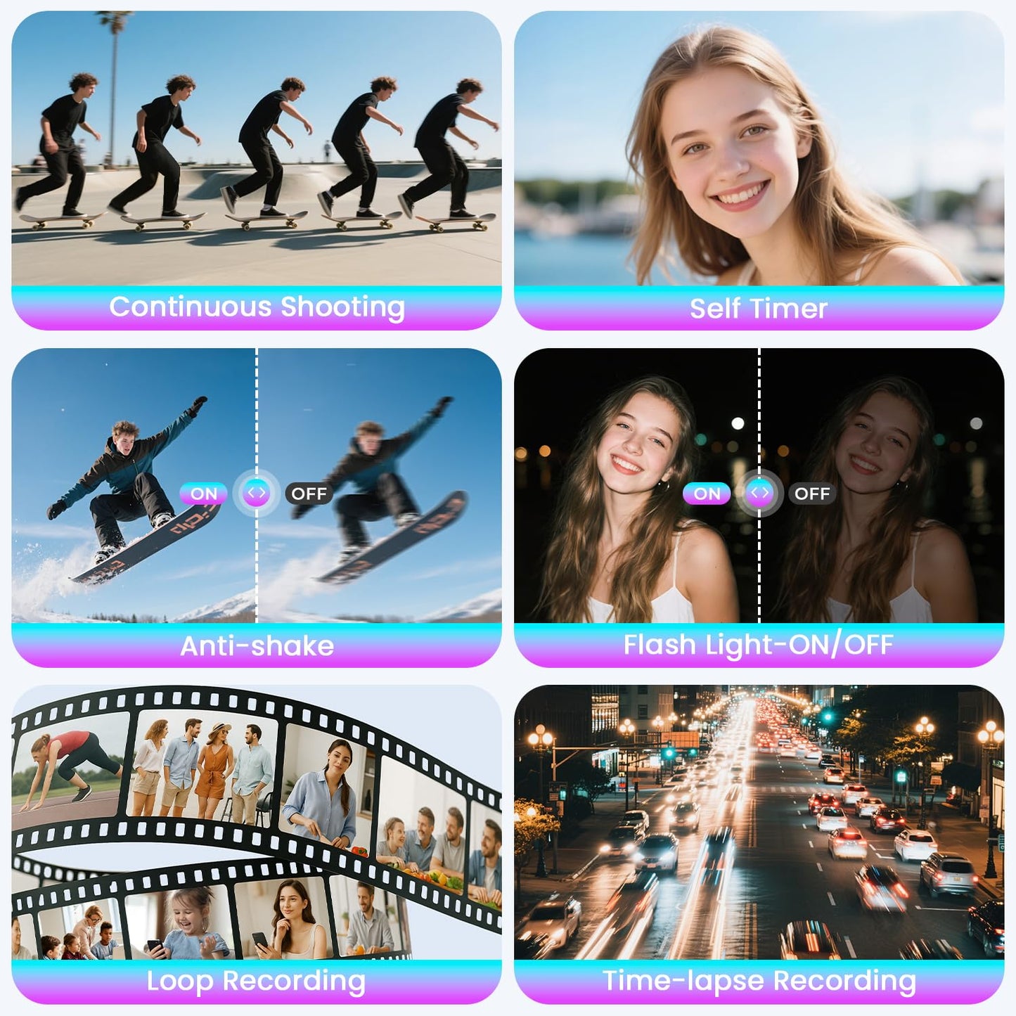 4K Digital Camera for Photography, 72MP Autofocus Vlogging Cameras for YouTube with 64GB SD Card and Battery, 18X Digital Zoom 2.8" 270° Flip Screen Compact Travel Camera for Teens