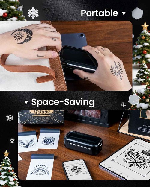 Memoqueen Tattoo Stencil Printers for Tattooing, TP31 Mini Tattoo Stencil Printer Machine for Gift to Enthusias, Beginners, Artists, with 30pcs Tattoo Transfer Paper, Compatible with iOS & Android
