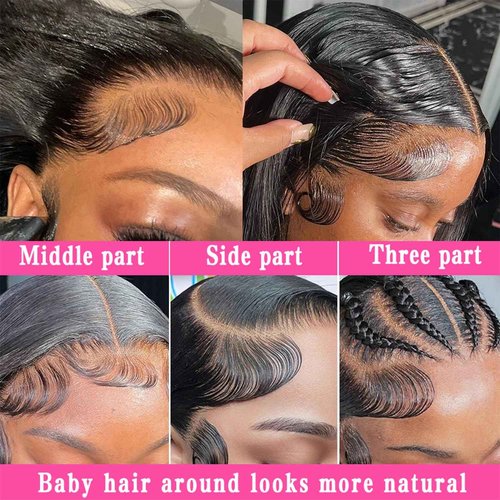 Zorssar 13x6 Lace Front Wig Human Hair Natural Color Straight HD Transparent Lace Front Wigs Straight Lace Frontal Wigs Glueless Lace Human Hair Pre Plucked 150% Density (13x6 1B, 24 in)