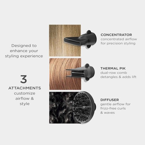 Conair Infiniti Pro Hair Dryer with Diffuser Plus 2 Other Attachments and Drawstring Storage Bag | Performa Series Hair Dryer | Blow Dryer with Professional Performance Motor | Black