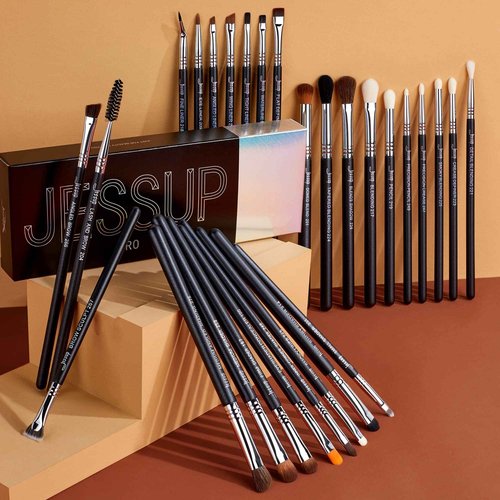 Jessup Eye Makeup Brushes Set Professonal 28pcs Premium Synthetic Eyeshadow Brush Eyeliner Brush Eyebrow Brush Blending Brush for Makeup Black T341