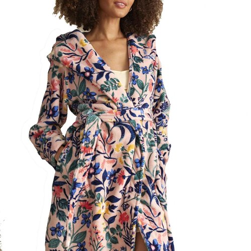 Vera Bradley Plush Fleece Robe (Extended Size Range), Paradise Coral, Small - Medium
