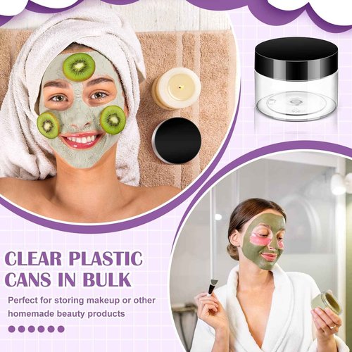 Aoriher 150 Pcs Plastic Container Jars with Lids Round Cosmetic Jars Empty Plastic Container for Lotion, Cream, Ointments, Makeup, Eye Shadow, Rhinestone, Samples, Pot, Travel Storage(4 oz,Black)