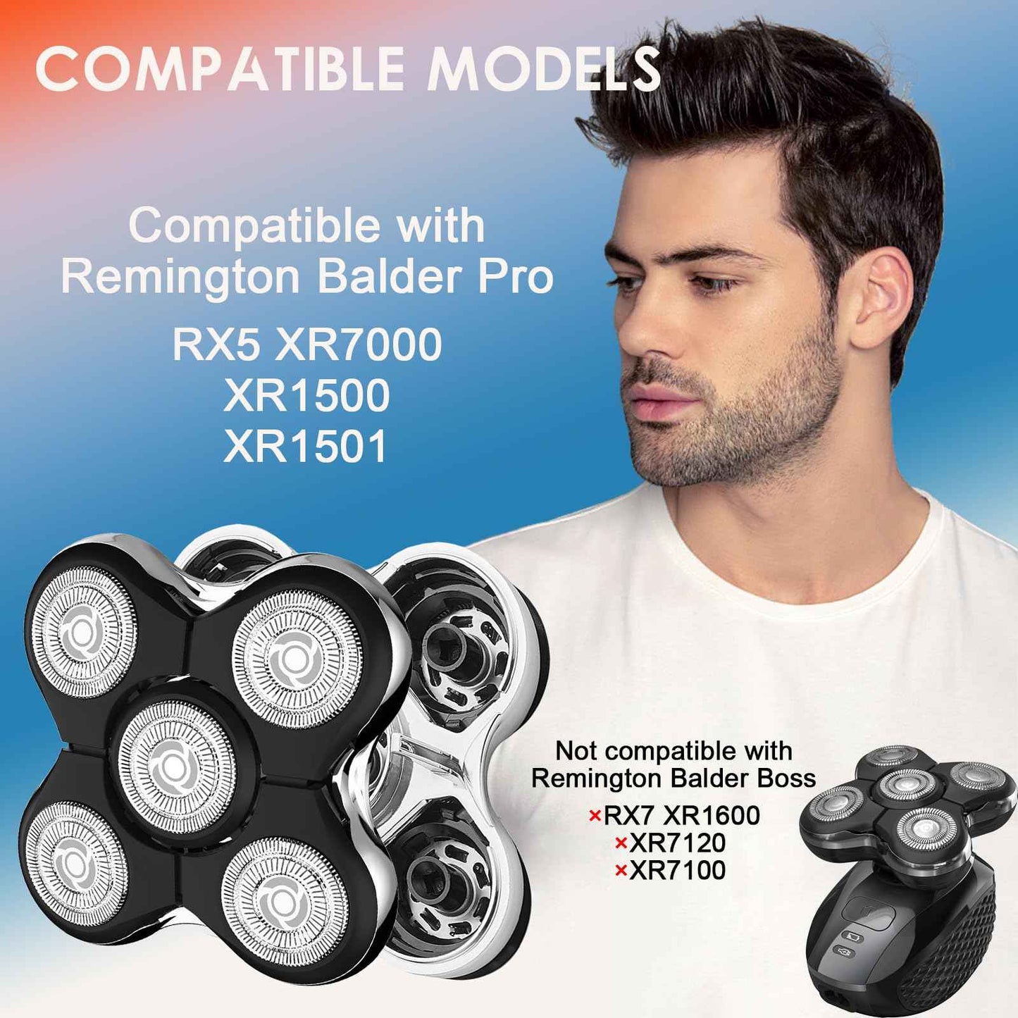 4PACK XR7000 Balder Pro Replacement Head Compatible with Remington Balder Pro Head Shaver Model XR7000/XR1500/XR1501
