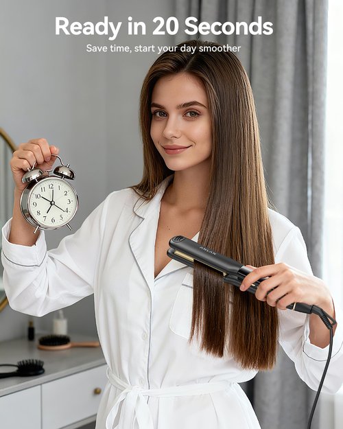 ANLAN Infrared Hair Straightener, 1.4" Ceramic Flat Iron with 20s Fast Heating, Negative Ions, 210–460°F Adjustable, Dual Voltage & Auto Shut-Off for Smooth, Shiny Styles