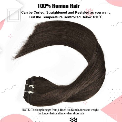 Senmy Hair Extension Clip In Human Hair 120g 7Pcs Remy Dark Brown Human Hair Clip in Hair Extensions 20 Inch Clips in Human Hair Extensions For Women