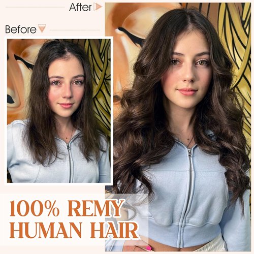 Halo Hair Extensions Real Human Hair, S-noilite Hair Halo Extensions for Women 20inch Medium Brown/Dark Blonde Halo Extensions Invisible Wire HairExtensions