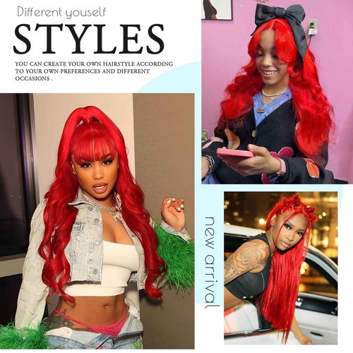 BOTNNS 28 Inch Red Wig Human Hair Red 13x4 HD Lace Front Wigs Human Hair Pre Plucked 200 Density Body Wave Human Hair Wig Colored Lace Frontal Wigs for Women