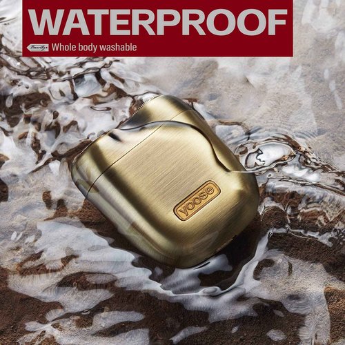 yoose Bounty Hunter Mini Shaver Gift Set, Portable Alloy Travel Shavers, Cordless Shaving, USB-C Rechargeable Electric Razor for Men, Dry Shave, IPX7 Waterproof, Easy Cleaning, Battery Indicator, Gold