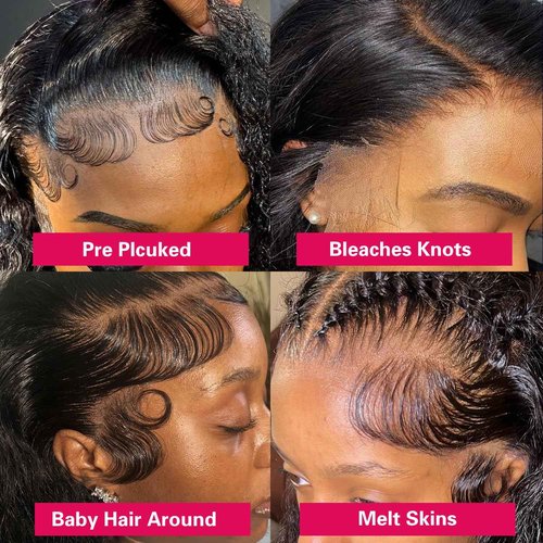 ZKSK 28 Inch 13x6 Deep Wave Lace Front Wigs Human Hair 180% Density HD Lace Front Wigs Human Hair Pre Plucked Natural Color Glueless Wig 100% Virgin Lace Front Wigs for Women