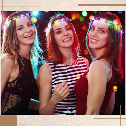 Janinka 70 Pcs LED Flower Crown Light Up Wreath Headband Hair Accessories Crown Luminous Head Band Tiara Glow Floral Headpiece Flower Headdress for Women Wedding Party