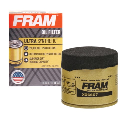 FRAM Ultra Synthetic Automotive Replacement Oil Filter, Designed for Synthetic Oil Changes Lasting up to 20k Miles, XG6607 with SureGrip (Pack of 1)