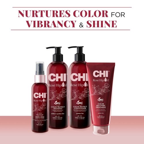 CHI Rosehip Oil Protecting Shampoo, Gently Cleanses Color-Treated Hair & Helps Retain Color, Sulfate, Paraben, & Cruelty-Free, 25 Oz