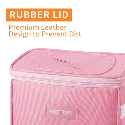 HOTOR Car Trash Can with Lid and Storage Pockets - 100% Leak-Proof Organizer, Waterproof Garbage Can, Multipurpose Trash Bin for Car, 2 Gallons, Pink