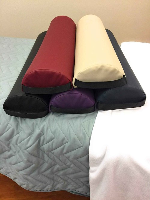 NRG Half Round Massage Bolster - Durable Massage/Spa Table Pillow Cushion - Positioning Bolster with Carrying Strap - CFC Free Foam, NaturSoft Vinyl Cover - 3 x 6 x 26 Inches - Color: Agate