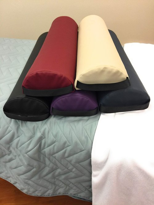 NRG Half Round Massage Bolster - Durable Massage/Spa Table Pillow Cushion - Positioning Bolster with Carrying Strap - CFC Free Foam, NaturSoft Vinyl Cover - 3 x 6 x 26 Inches - Color: Black