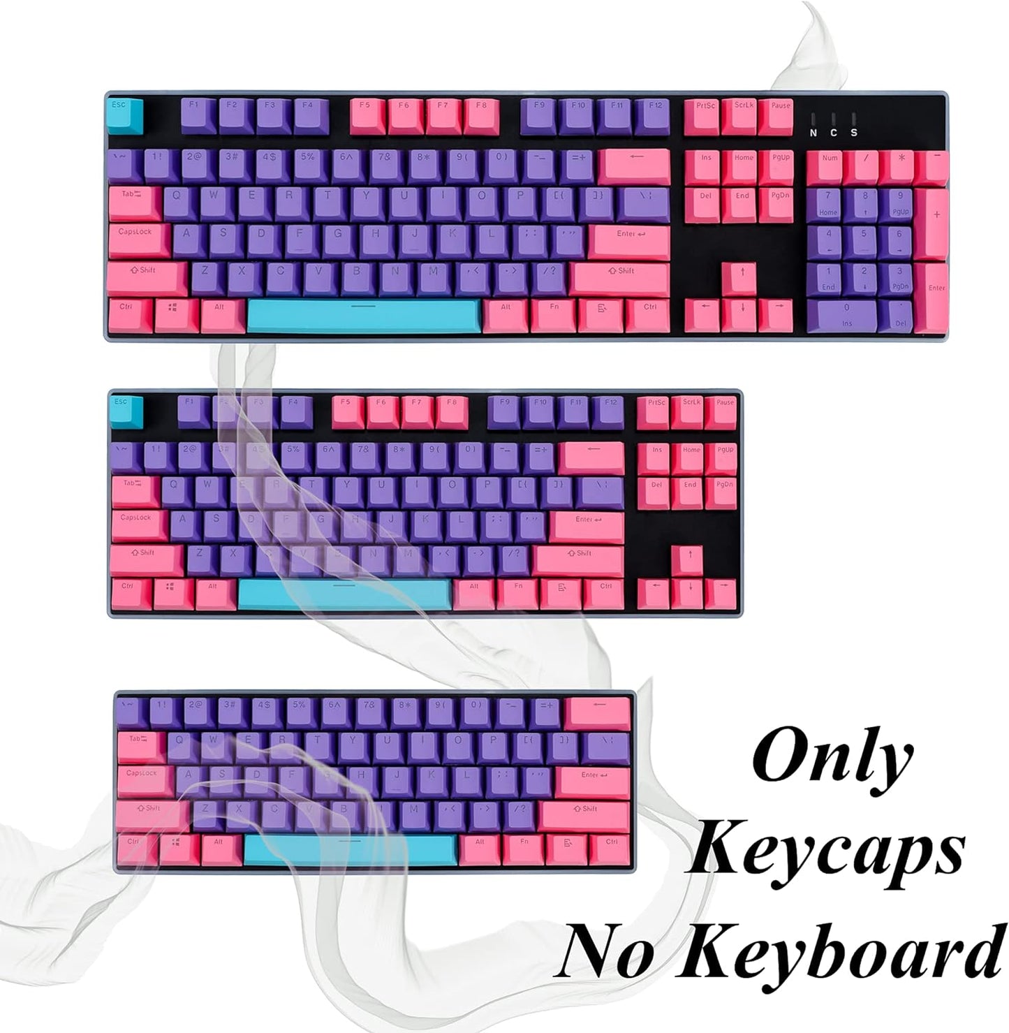 140 Keys Gradient Keycaps Side Printed Keycap Set Cherry Profile PBT Keycaps Double Shot Shine Through Custom Keycaps for Mechanical Gaming Keyboards(Minutest Dust)