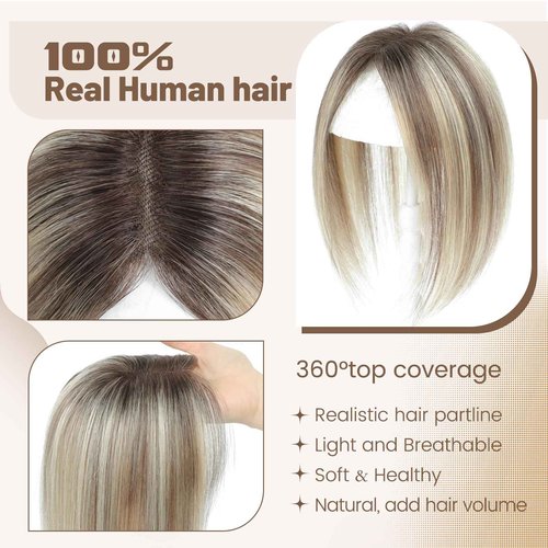 Black and Pretty Human Hair Toppers for Women Real Human Hair Pieces for Women 120% Density Swiss Base Clip In 7 * 10cm Remy Topper 10Inch HairPieces (2T613)