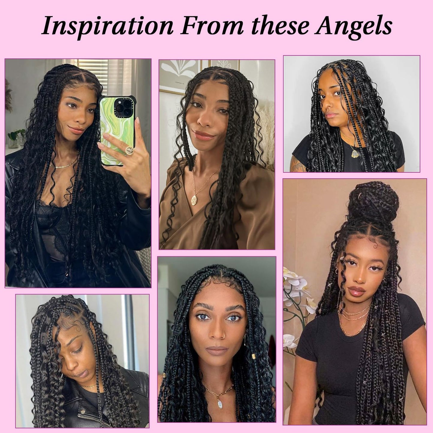 KERNORV 360° HD Full Lace Triangle Knotless Braided Wigs for Women Boho Braided Wigs with Curly Ends Full Lace Box Braid Wig with Baby Hair Premium Synthetic Braided Lace Front Wig 36" Black