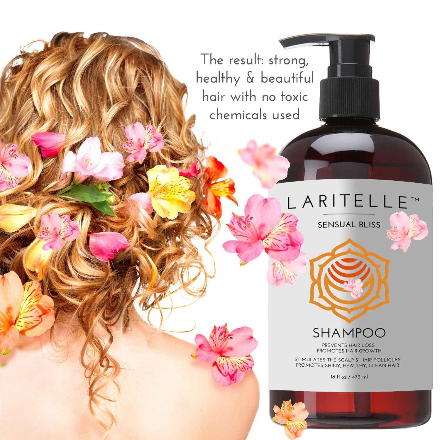 Laritelle Organic Shampoo 17.5 oz. Argan Oil, Rosemary, Palmarosa. Promotes Hair Growth, Prevents Hair Loss. GF
