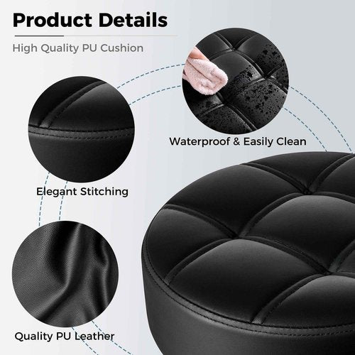 BEWISHOME Rolling Stool with Wheels, Adjustable Stool Heavy Duty 450lb, 360° Swive Rolling Chair for Massage Spa Medical Tattoo, PU Thick Seat Padding Salon Chair(Black) BYD01B