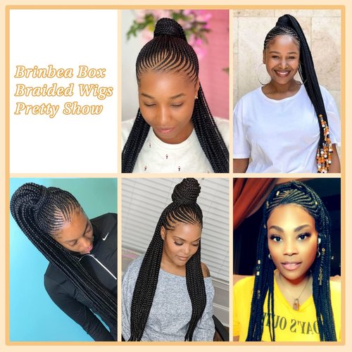 Beauart Brinbea 13X6 Lace Front Braided Wigs Black Box Braid Wig with Baby Hair Lace Frontal Cornrow Braided Wigs Premium Synthetic Braid Hair Wigs for Women 30 inch
