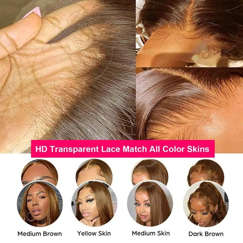 CYIKLI 30 Inch Chocolate Brown Lace Front Wig - Human Hair, 13x6 Lace Front, 200% Density HD Lace Frontal, Glueless Lace Closure, Pre Plucked