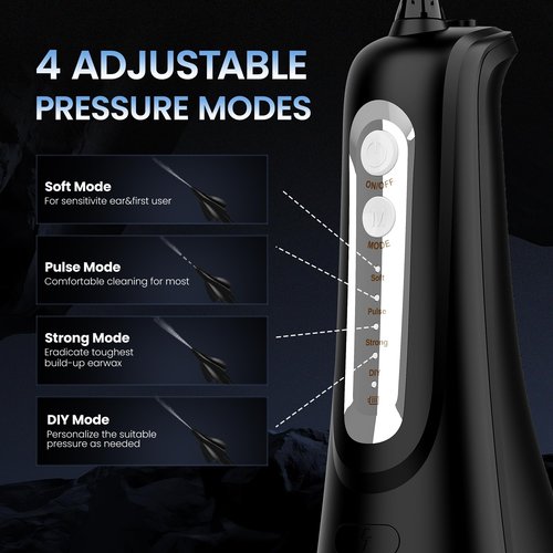 Sejoy Ear Wax Removal, Electric Earwax Cleaner, 4 Modes Ear Irrigation for Deep Wax Cleaning, IPX7 Waterproof for Shower Use - USB C Rechargeable