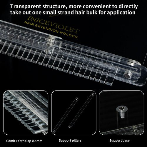 Acrylic V-Light & Ice Glue Zero Feeling Hair Extensions Kit Stand with Super Strong Magnets - Double-Sided Teeth Comb for Easy Hair Strand Separation