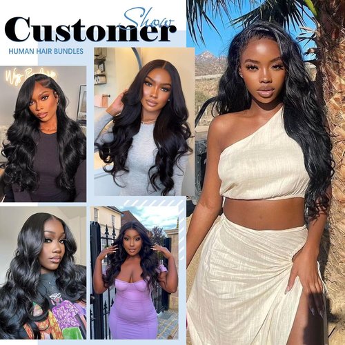 12A Human Hair Bundles 20 20 20 Inch Body Wave Bundles Human Hair 100% Unprocessed Brazilian Virgin Weave 3 Bundle for Women Natural Black Real Body Wavy Human Hair Extensions