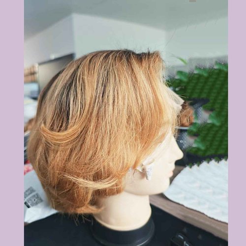 Ombre Honey #1B/27 Human Hair Straight Bob Pixie Cut Wig 13X4 HD Transparent Lace Front Wig Baby Hair 100% Virgin Glueless Brazilian 150% Density for Black Women 6 Inch