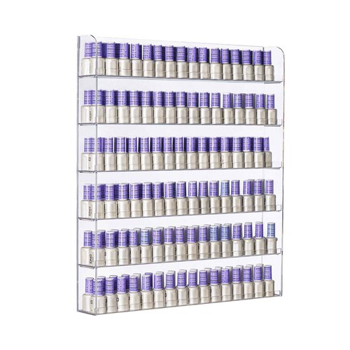 AMT 6 Tier Acrylic Nail Polish Racks for the Wall, Holds up to 180 Bottles, CLEAR Nail Polish Display, Essential Oils Organizer. Plus a Microfiber Cloth for Cleaning Purposes