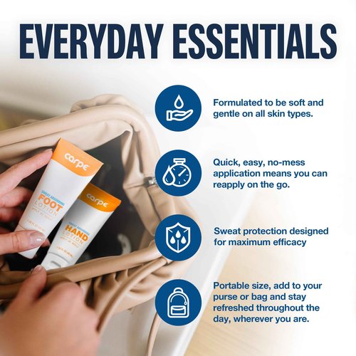 Carpe Sweat Absorbing Hand and Foot Lotion Bundle (3 Hand and 3 Foot Tubes), Stop Sweaty Hands and Sweaty, Smelly Feet, Dermatologist-Recommended