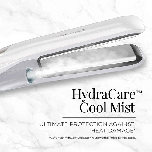 Remington PROLUXE HydraCare 1” Flat Iron / Hair Straightener with 1” Floating Plates, 450°F High Heat, Pearl White/Gray