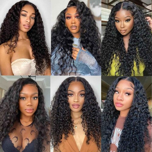 ONICE Glueless Wigs Human Hair Pre Plucked 5x5 HD Lace Closure Human Hair Wigs For Black Women Wear And Go Deep Wave Glueless Wig (Black,18Inch)