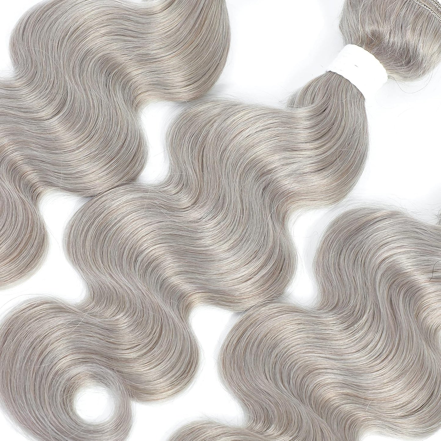 Giginger Bundles Human Sliver GREY 20 22 24 inch Body Wave Human Hair Bundles Unprocessed Quick Weave Soft Sewn In Hair Extensions for Black Women