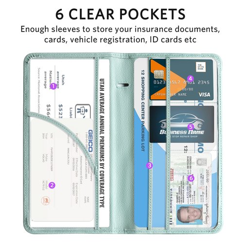 CoBak Car Registration and Insurance Holder - Vehicle Glove Box Car Organizer,Auto Truck Comparment Accessories Case with Magnetic Closure for Essential Document,Driver License,Cards