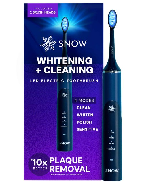 SNOW LED Whitening Electric Toothbrush | Dentist-Designed Electric Toothbrush for Adults | Sonic Technology, LED Light, Modes, Timer, Rechargeable Plaque Removal & Teeth Whitening Polar Blue Gen2