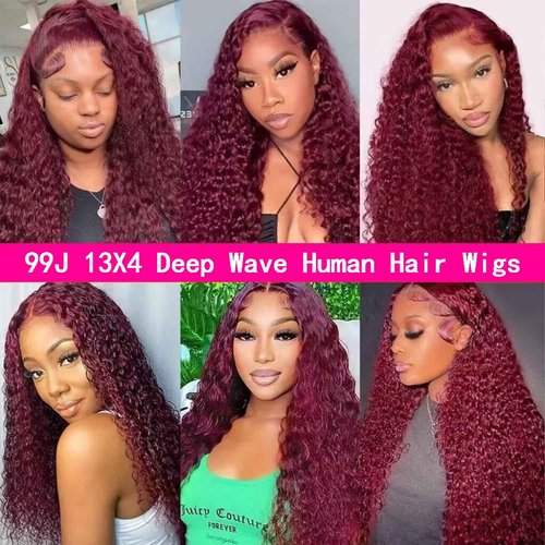 DULTEV Burgundy Lace Front Wigs Human Hair 99J 13x4 HD Deep Wave Lace Front Wigs Human Hair Pre Plucked Colored Wine Red Wig Glueless With Baby Hair Wigs For Women