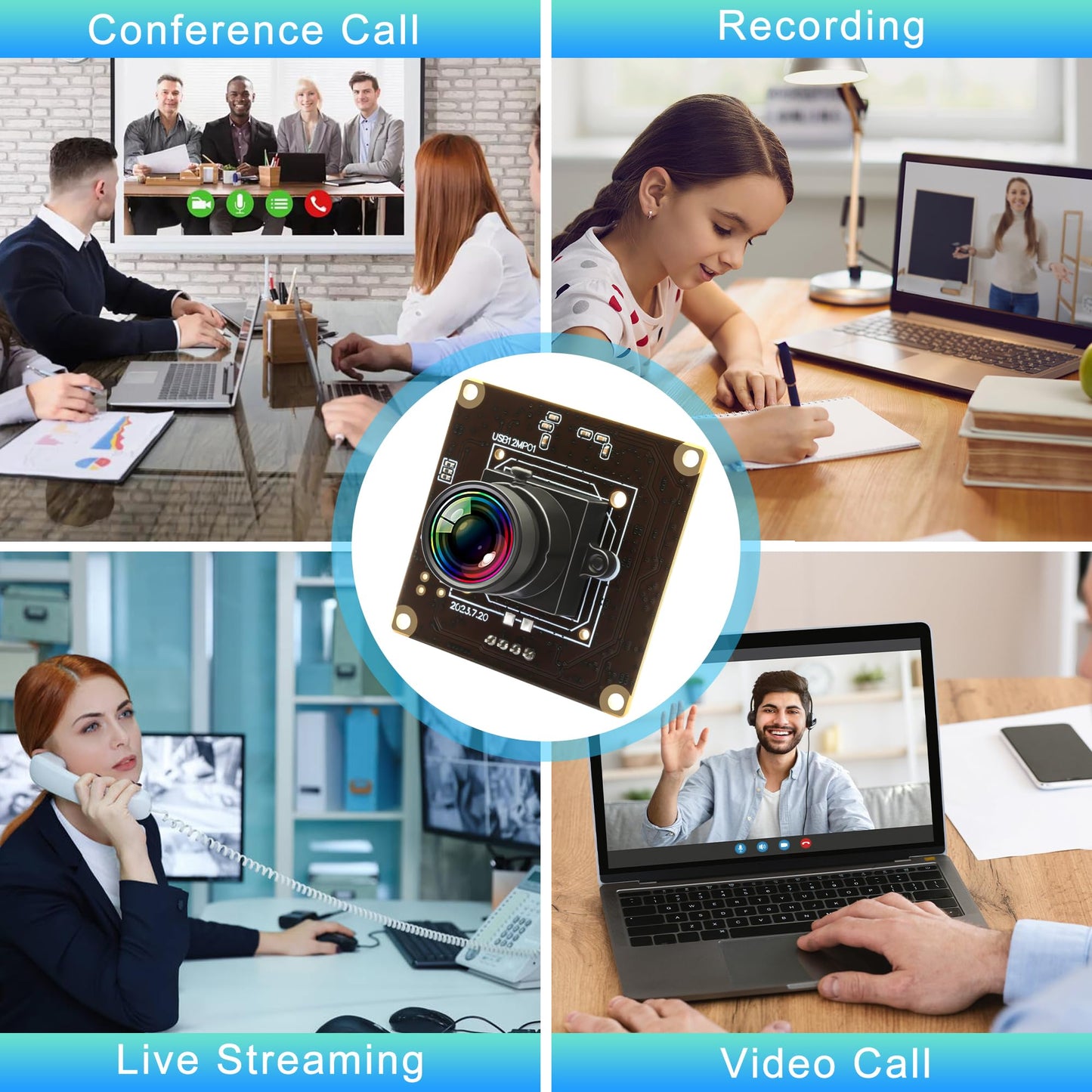 120fps USB Camera Module Wide Angle 100degree Low Distortion Lens Webcam Board for Laptop 11.6mp Lightburn Camera Mini UVC USB2.0 High Speed PC Camera Industrial USB Security Web Camera for Computer