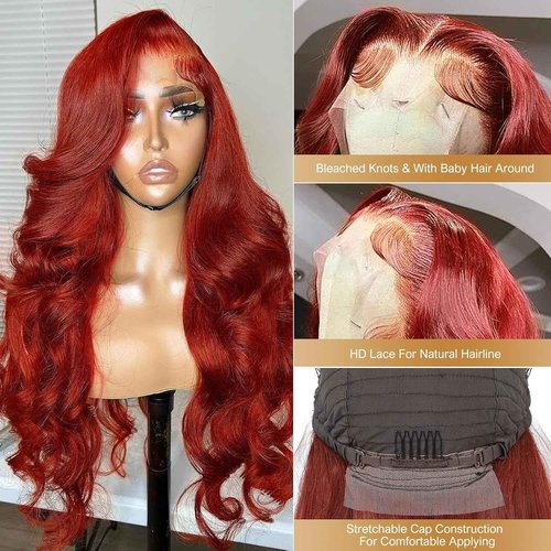 Beluck Reddish Brown 13x6 Lace Front Wigs Human Hair 180 Density 99j Burgundy Hd Lace Front Wigs Human Hair Pre Plucked Glueless Body Wave Frontal Wigs 24 Inch