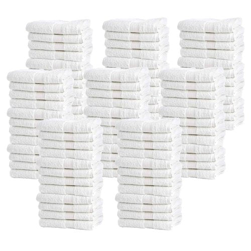 Bulk Spa White Washcloths – 96 Pack – Size 12” x 12” – Thick Loop Pile Washcloth – Absorbent and Soft 100% Ring-Spun Cotton Wash Cloth – Lint Free Face Towel – Wash Cloths Perfect for Bathroom