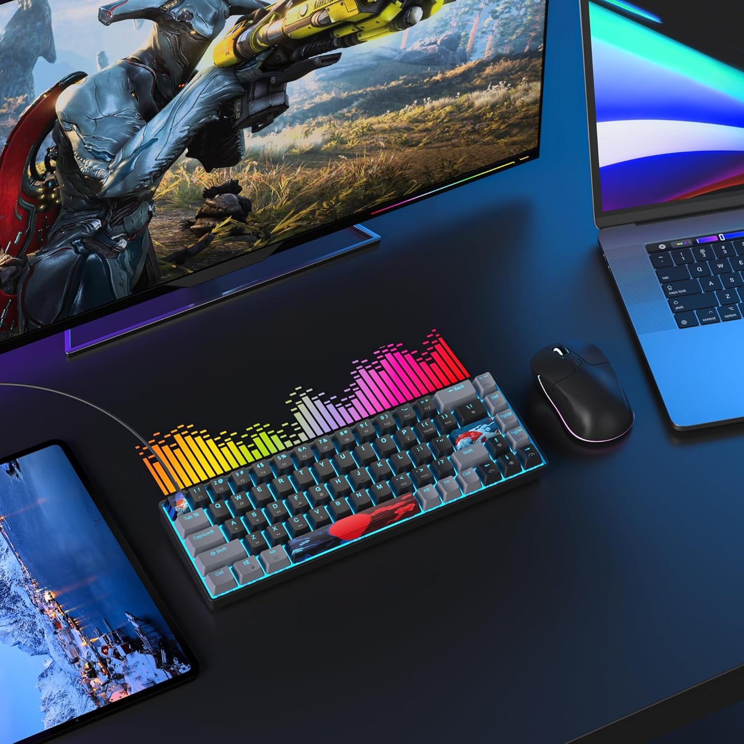 60 Percent Gaming Keyboard 61 Keys Wired Mechanical Keyboard Ultra Compact Key Board Red Switch LED Backlit for Windows Laptop Gamer