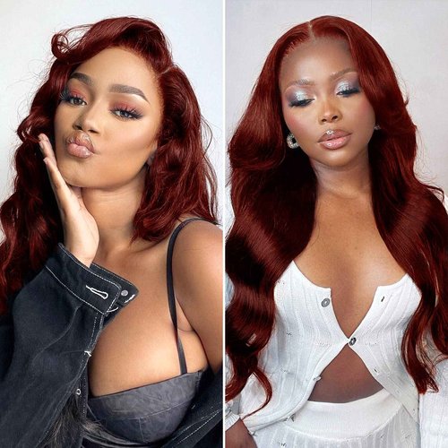 Lace Front Wigs for Black Women Human Hair Reddish Brown Body Wave Wigs 13X4 HD Transparent Lace Front Wig 180% Density Brazilian Virgin 12A Human Hair Wig Pre Plucked with Baby Hair Glueless Wigs 26"