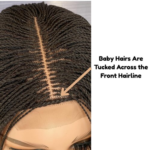 SIREZDOEL 28 Inches Micro Twist Wigs for black women on 2 by 6 Closure braided lace front wig Natural Black Color 2