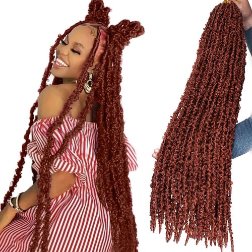 ZRQ Butterfly Locs Crochet Hair 36 Inch 6 Packs Distressed Faux Locs Pre-looped Synthetic Crochet Braids Extended Soft Locs For Women Extensions (36 Inch,350#)
