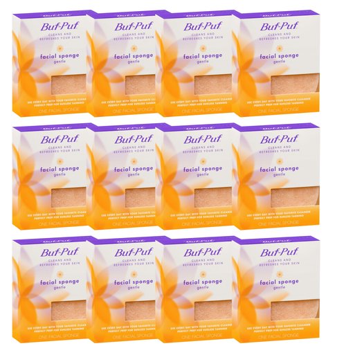 Buf-Puf Gentle Facial Sponge, Dermatologist Developed, Removes Deep Down Dirt & Makeup That Causes Breakouts and Blackheads, Reusable, Exfoliating, 12 Count