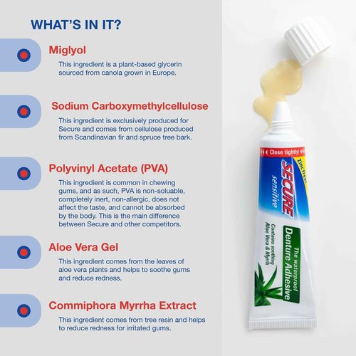 Secure Denture Bonding Adhesive, Zinc, 1 Ounce