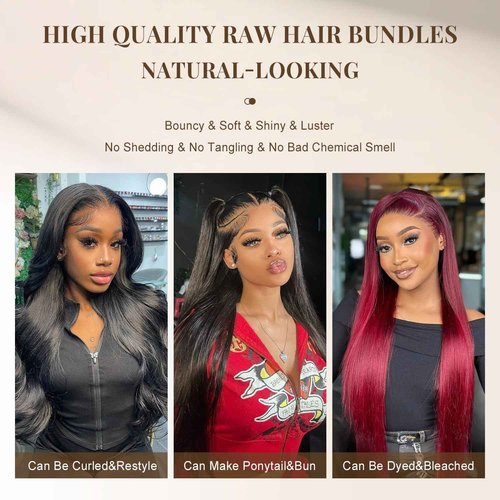 MIRONICA Straight Bundles Human Hair 24 26 28 Inch 12A Brazilian 3 Bundles Deals Human Hair 100% Unprocessed Virgin Remy Hair for Black Women Natural Black Color Hair Extensions