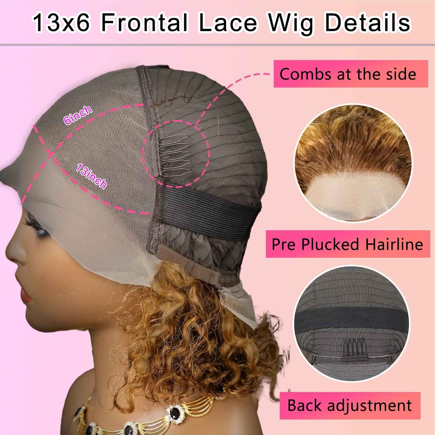4/27 Bob Wig Human Hair 13x6 HD Transparent Lace Front Wigs Highlight Ombre Deep Curly Frontal Wigs Human Hair Pre Plucked Human Hair Wigs for Women 200% Density 18 Inch